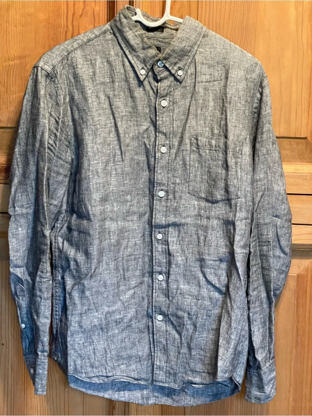 J Crew Baird McNutt Irish Heather Grey Linen Slim Button-Down Shirt